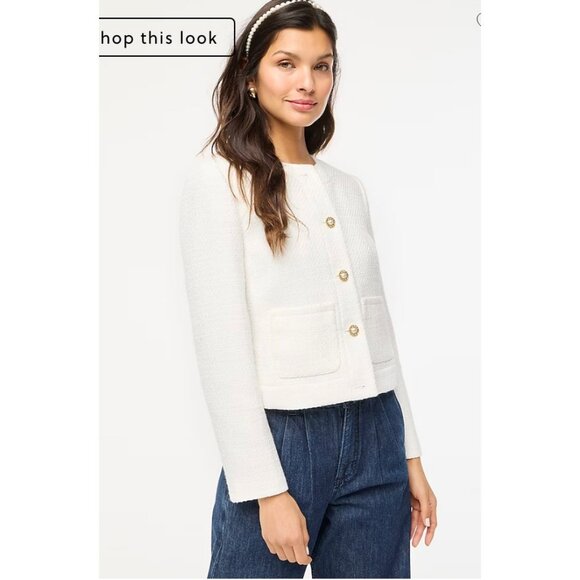 J.Crew $218 Tweed Lady Jacket in Ivory Size 6 BW284 - Picture 2 of 10